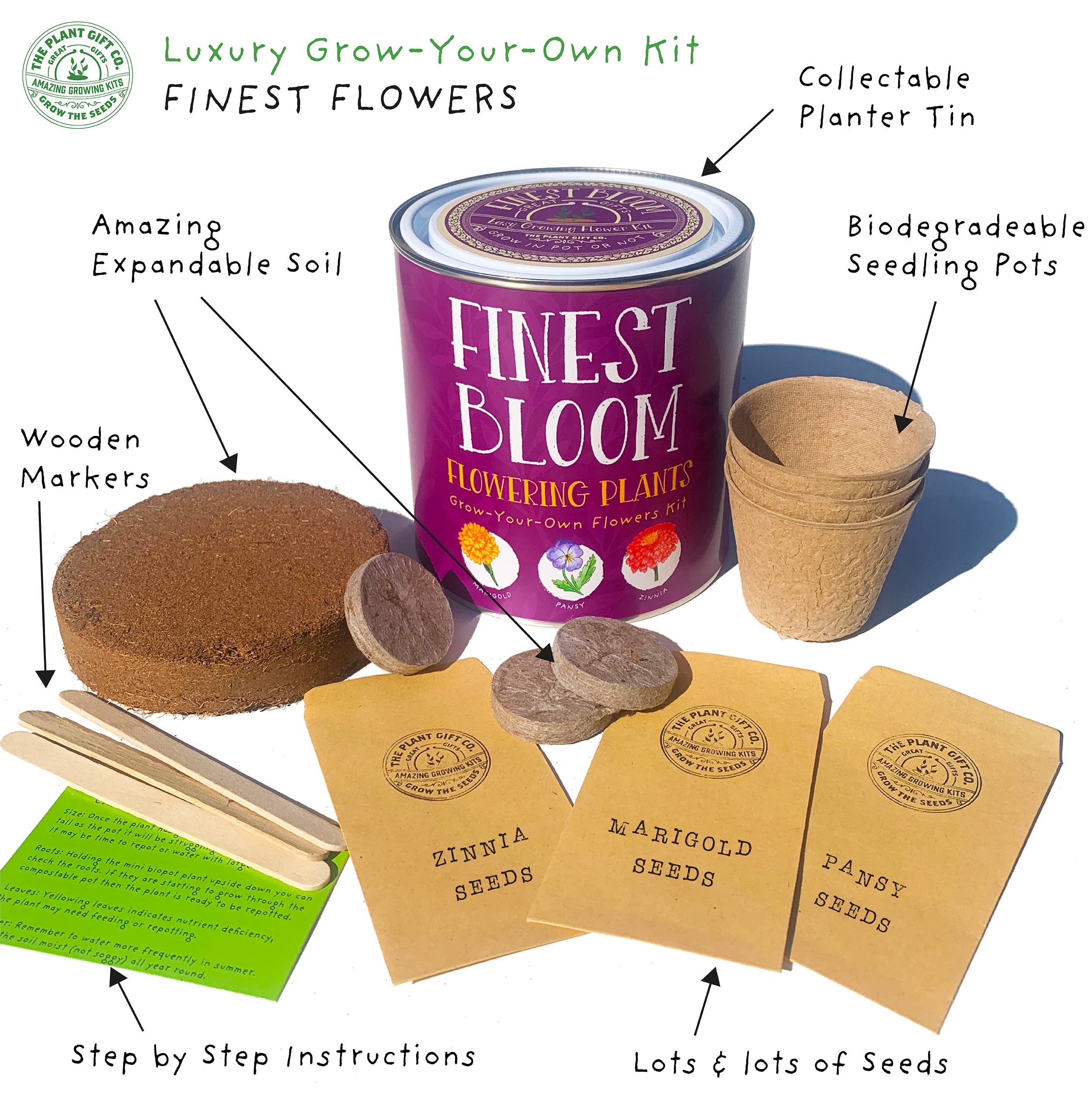 The Plant Gift Co. Finest Blooms Eco Grow Your Own Flowers Kit. - Image 2
