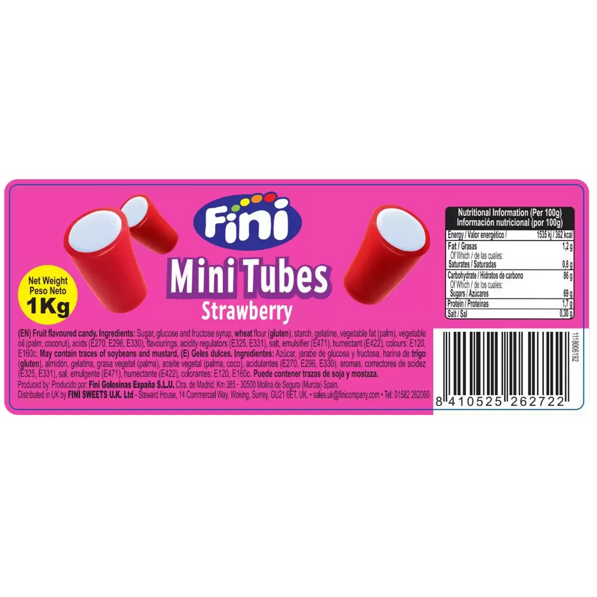 Fini Strawberry Mini Tubes (1kg) - Image 2