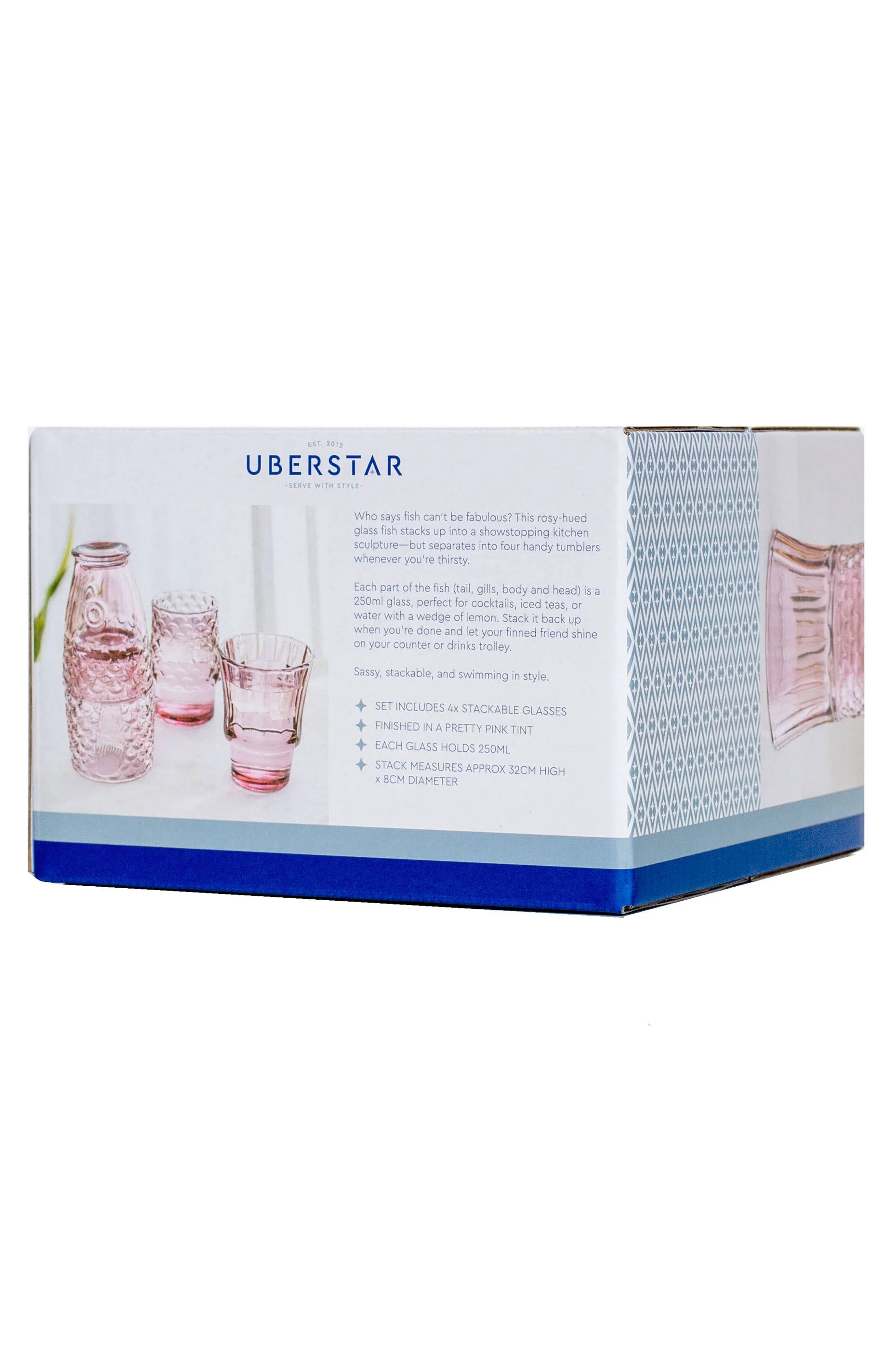 Uberstar Fish Stacking Drinking Glass - Set of 4 - Pink - Image 8