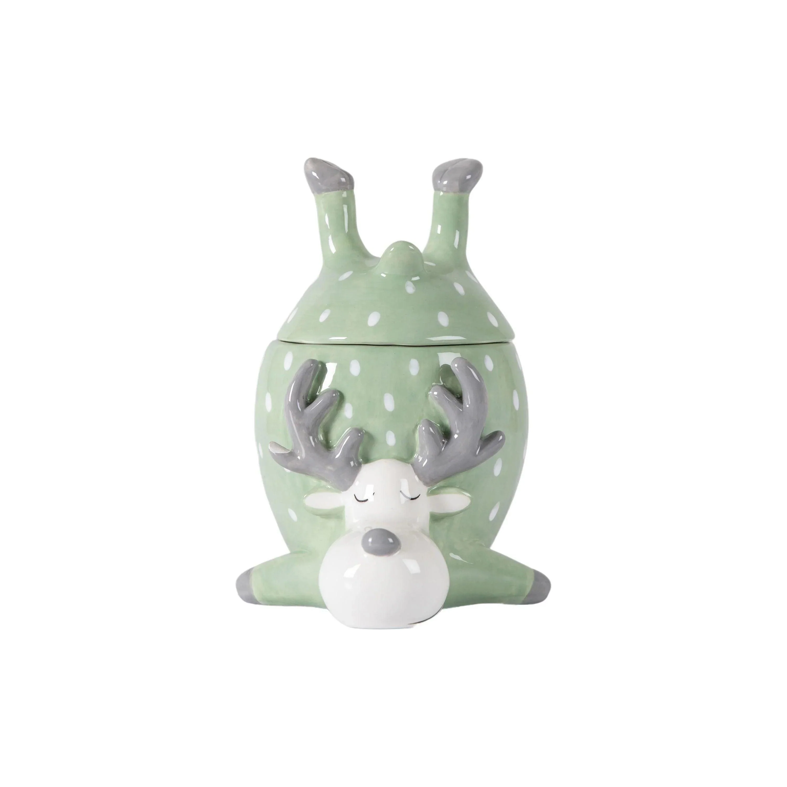Gallery Reindeer Pot With Lid - Green - Image 2