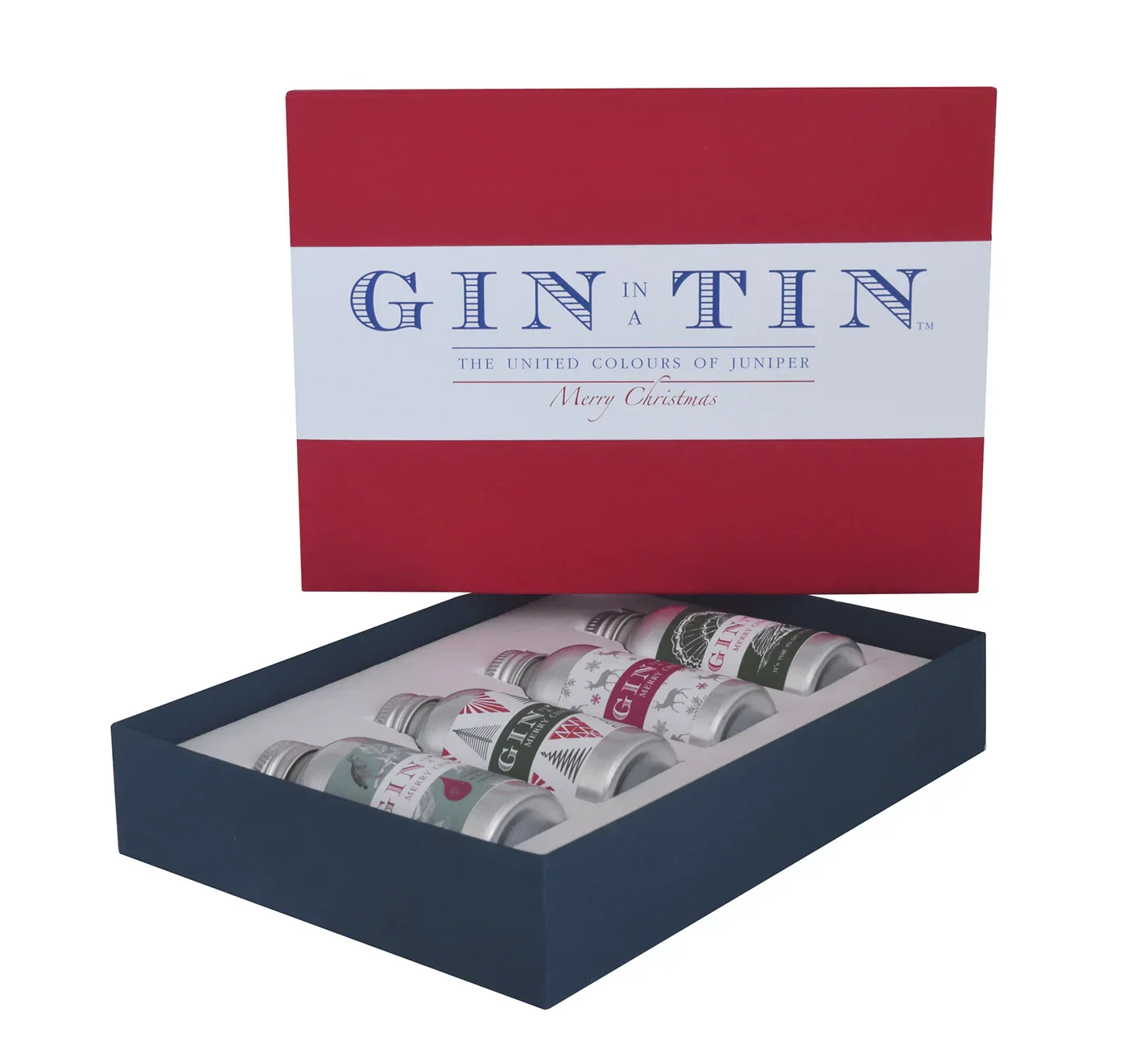 Gin In A Tin, Xmas Illustrated Gift Set Of Four - Red Box (4x35ml) - Image 3