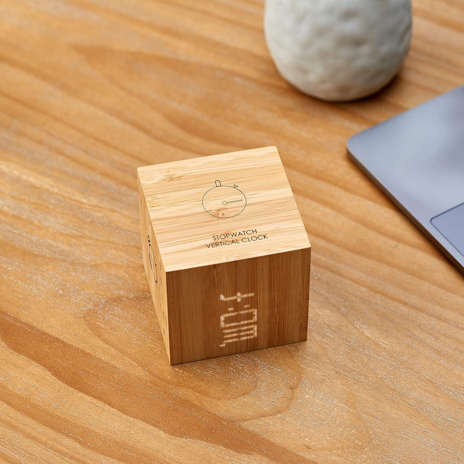 Gingko Cube Plus Clock - Bamboo - Image 3