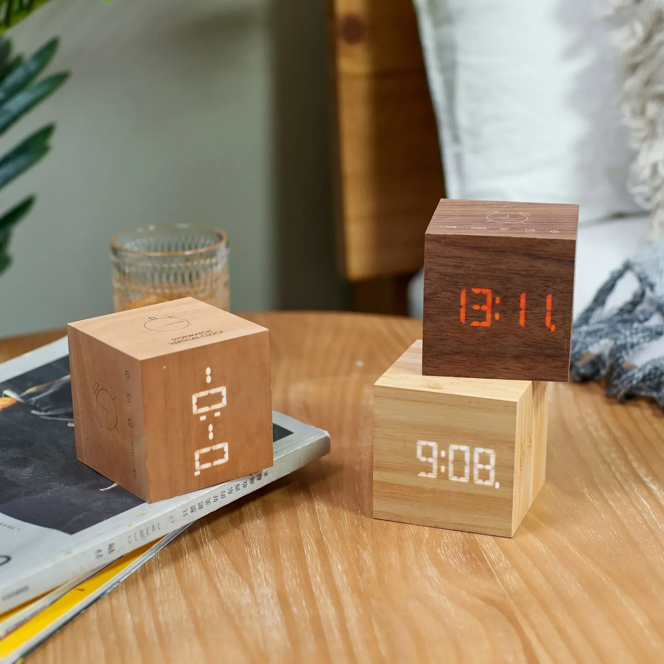 Gingko Cube Plus Clock - Bamboo - Image 9