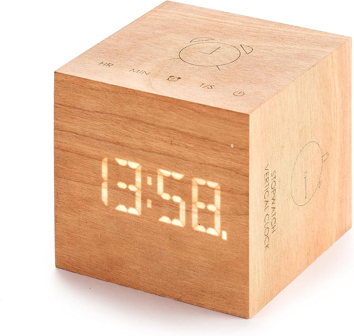 Gingko Cube Plus Clock - Cherry