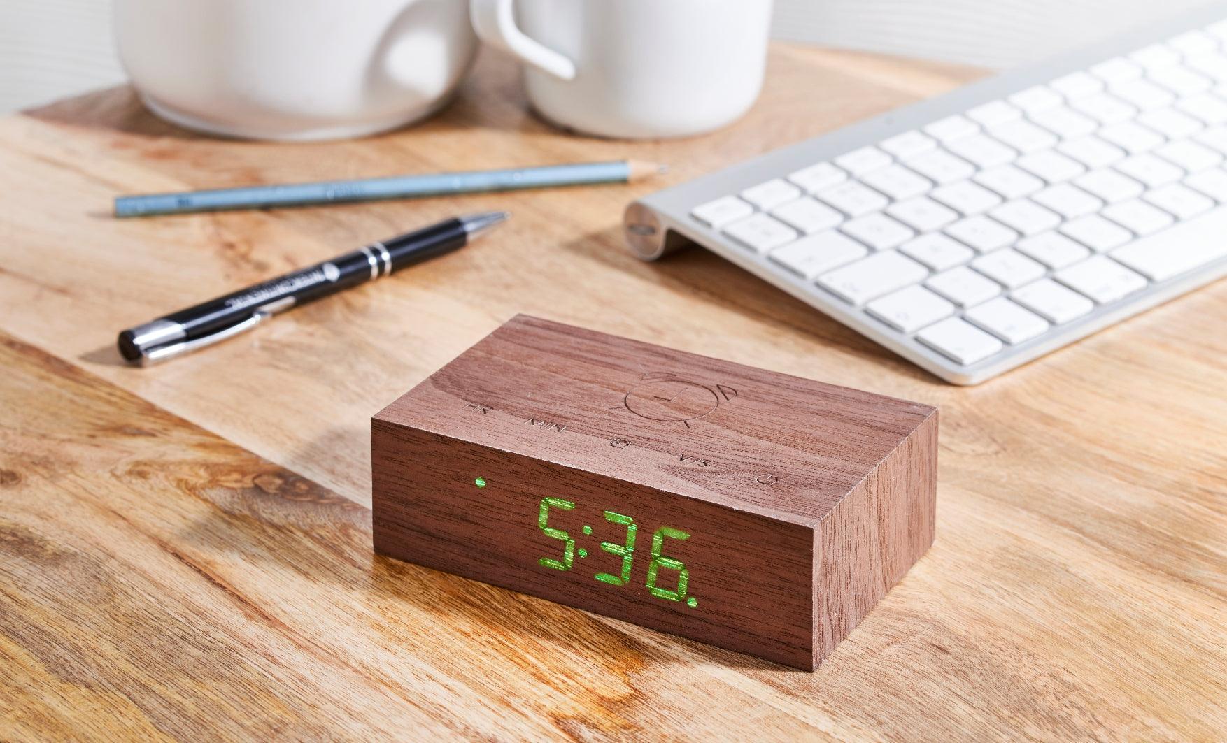 Gingko Flip Click Alarm Clock - Walnut - Image 6