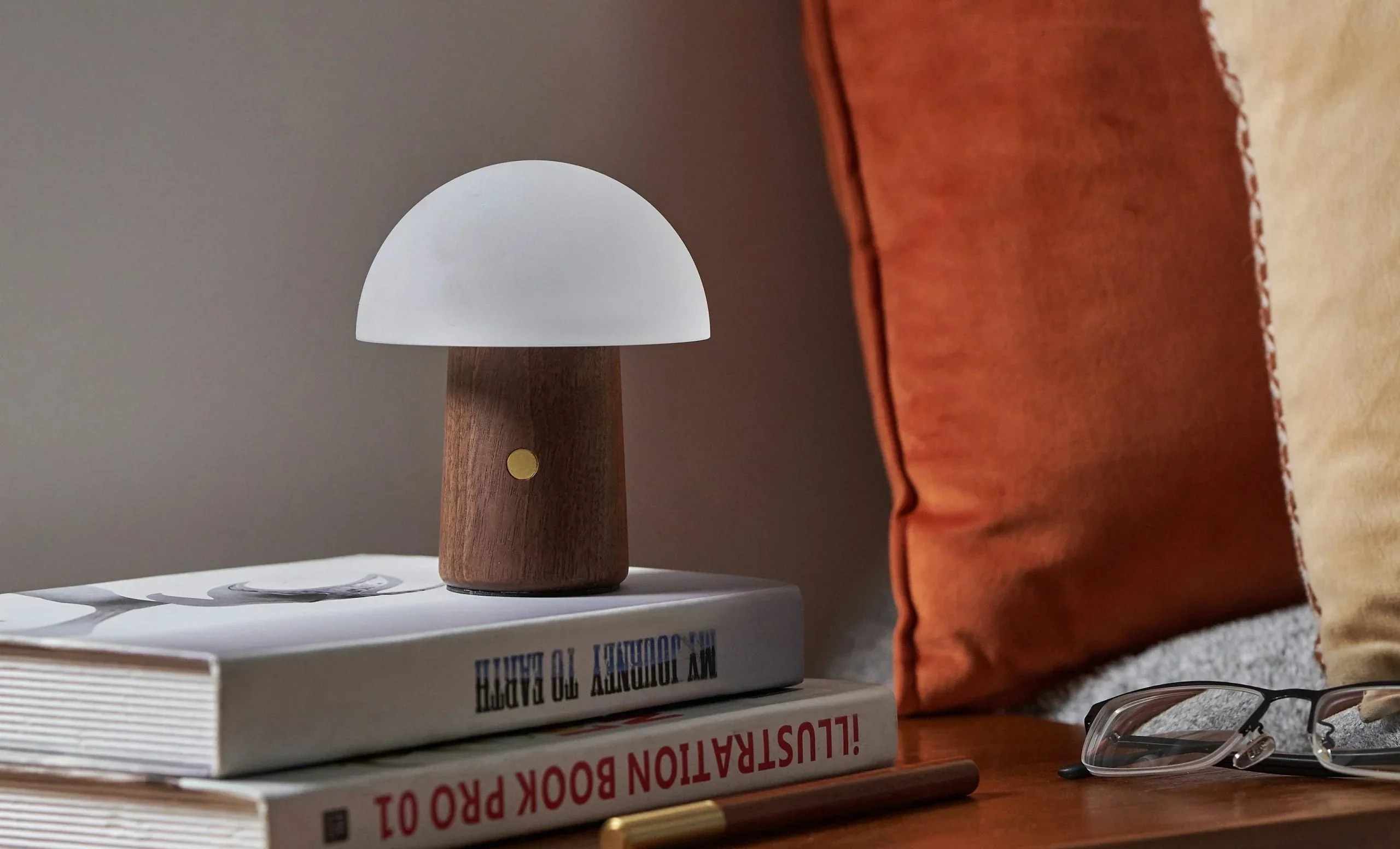 Gingko Mini Alice Mushroom Lamp - Walnut - Image 3