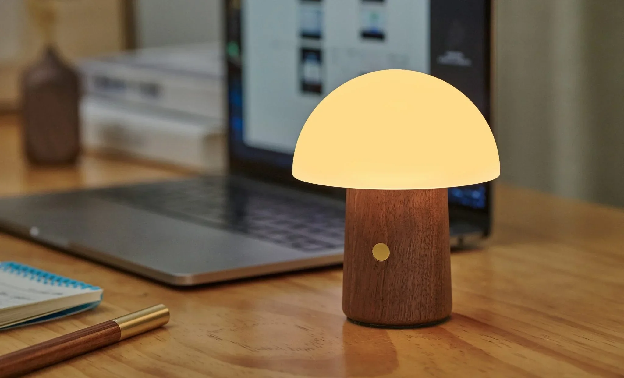Gingko Mini Alice Mushroom Lamp - Walnut - Image 5