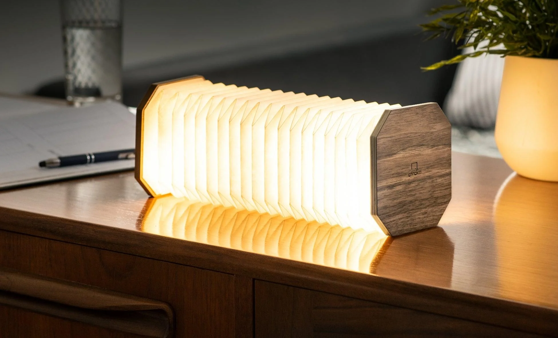 Gingko Smart Accordion Lamp - Walnut - Image 2
