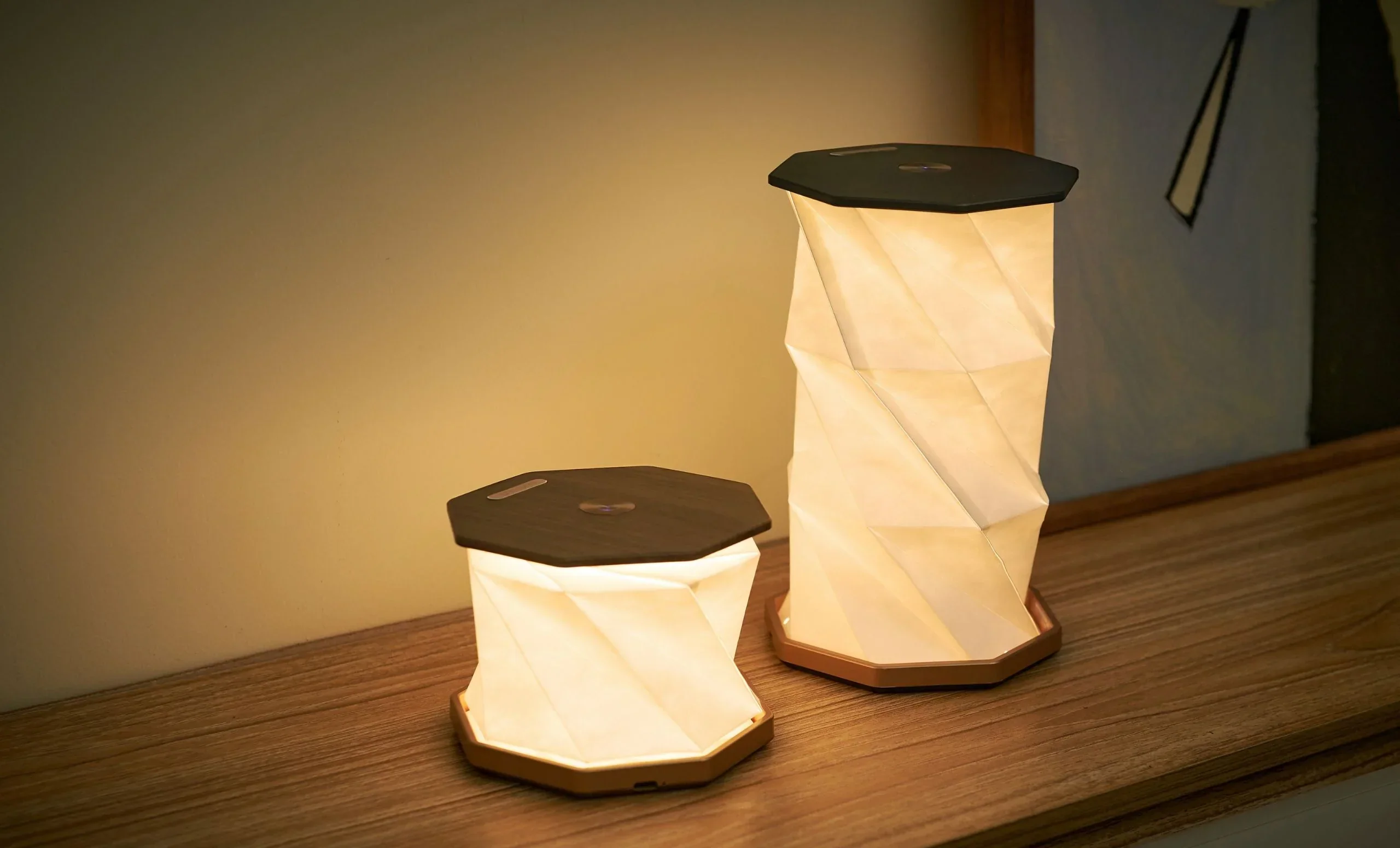 Gingko Twist Hexagon Lamp - Walnut - Image 2