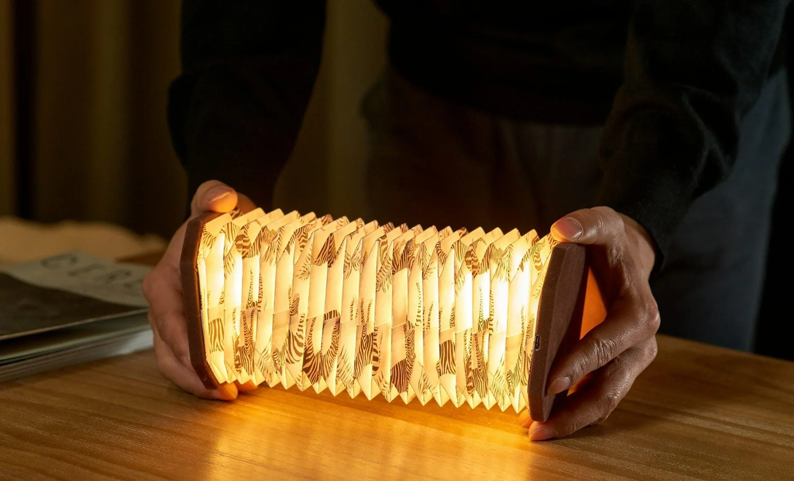 Gingko Velvet Accordion Lamp - Brown Zebra - Image 2