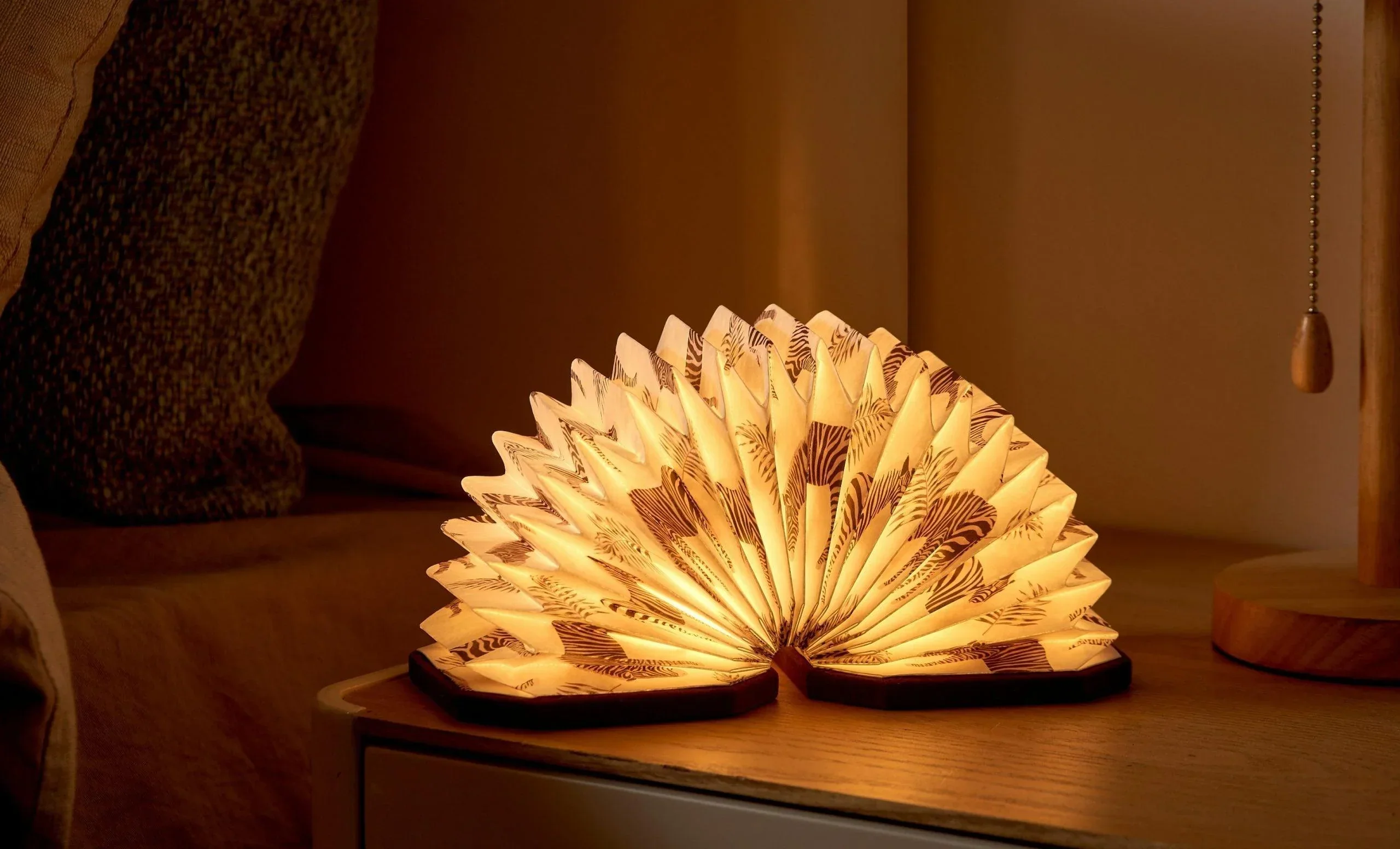 Gingko Velvet Accordion Lamp - Brown Zebra - Image 4