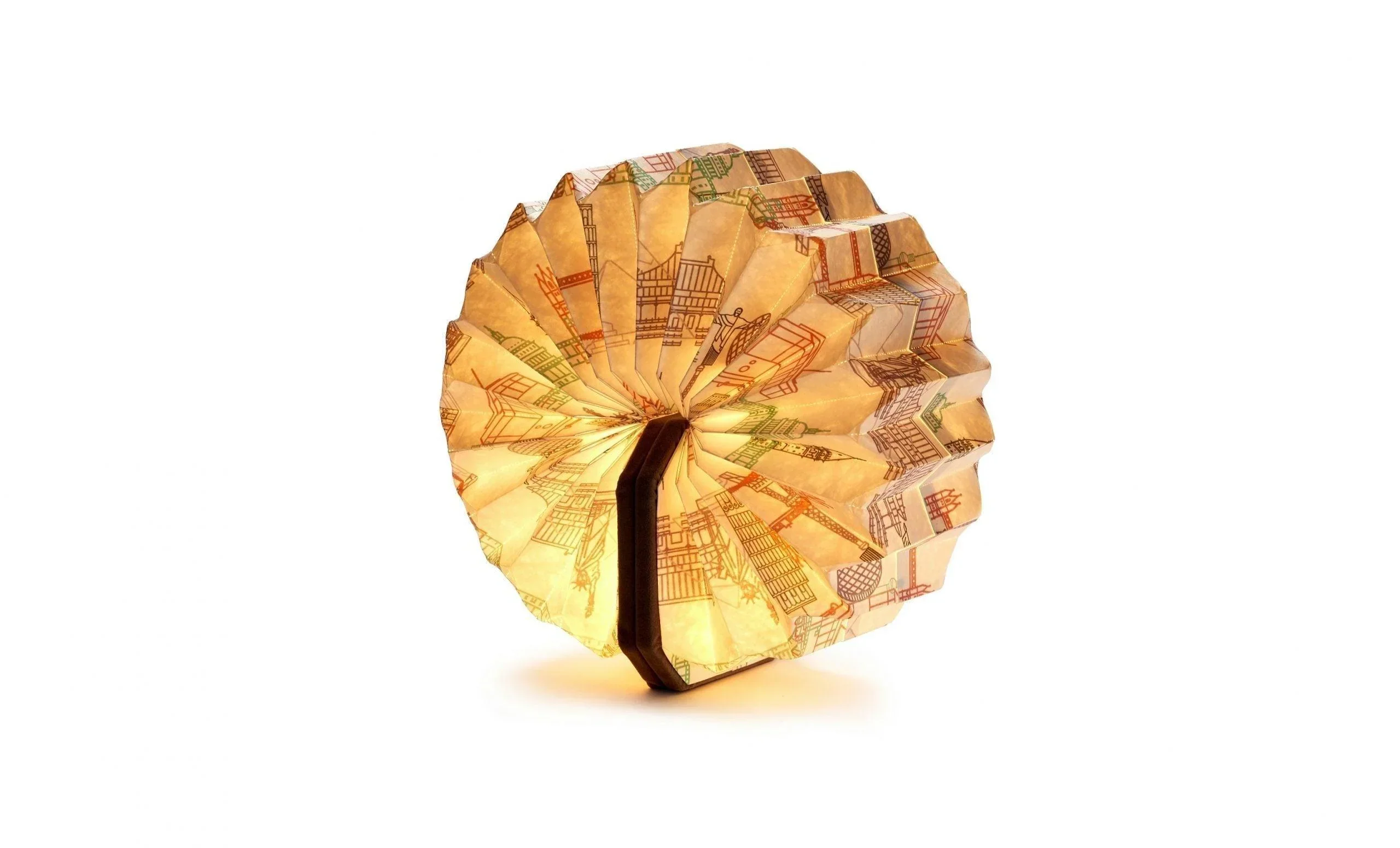 Gingko Velvet Accordion Lamp - Grey Landmark