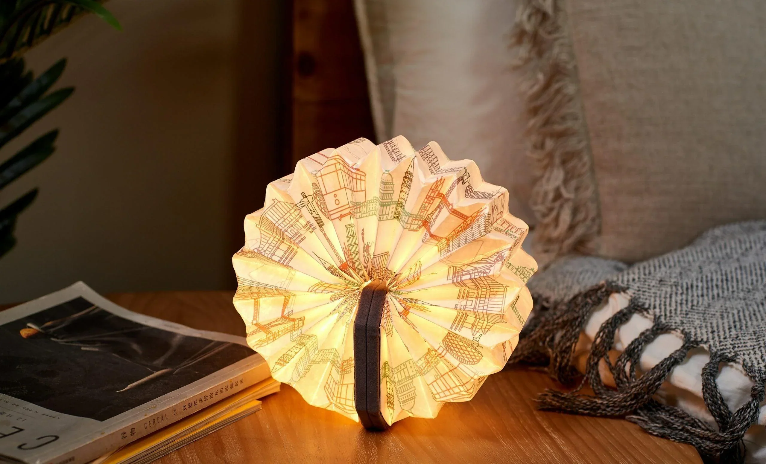 Gingko Velvet Accordion Lamp - Grey Landmark - Image 2