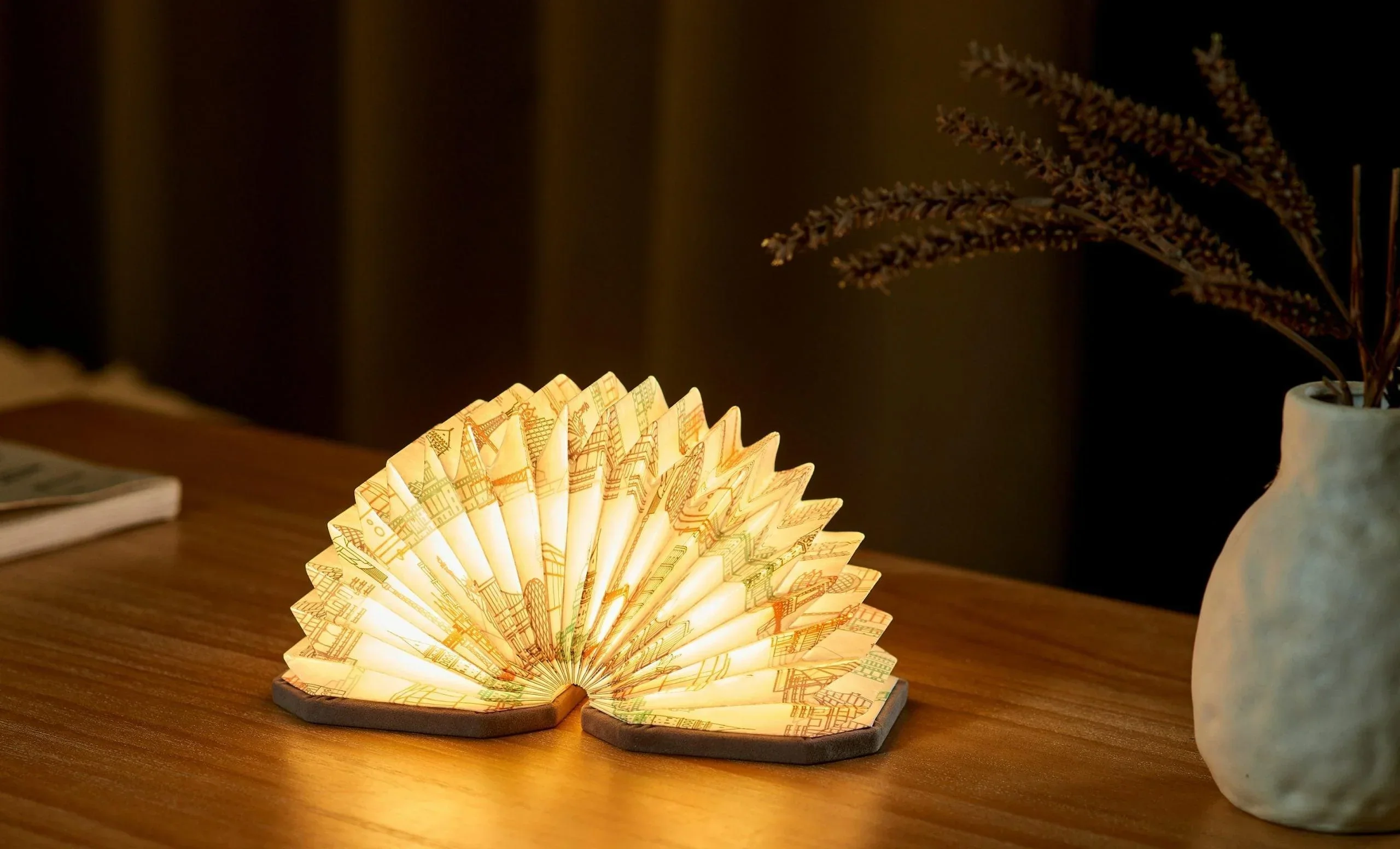 Gingko Velvet Accordion Lamp - Grey Landmark - Image 5
