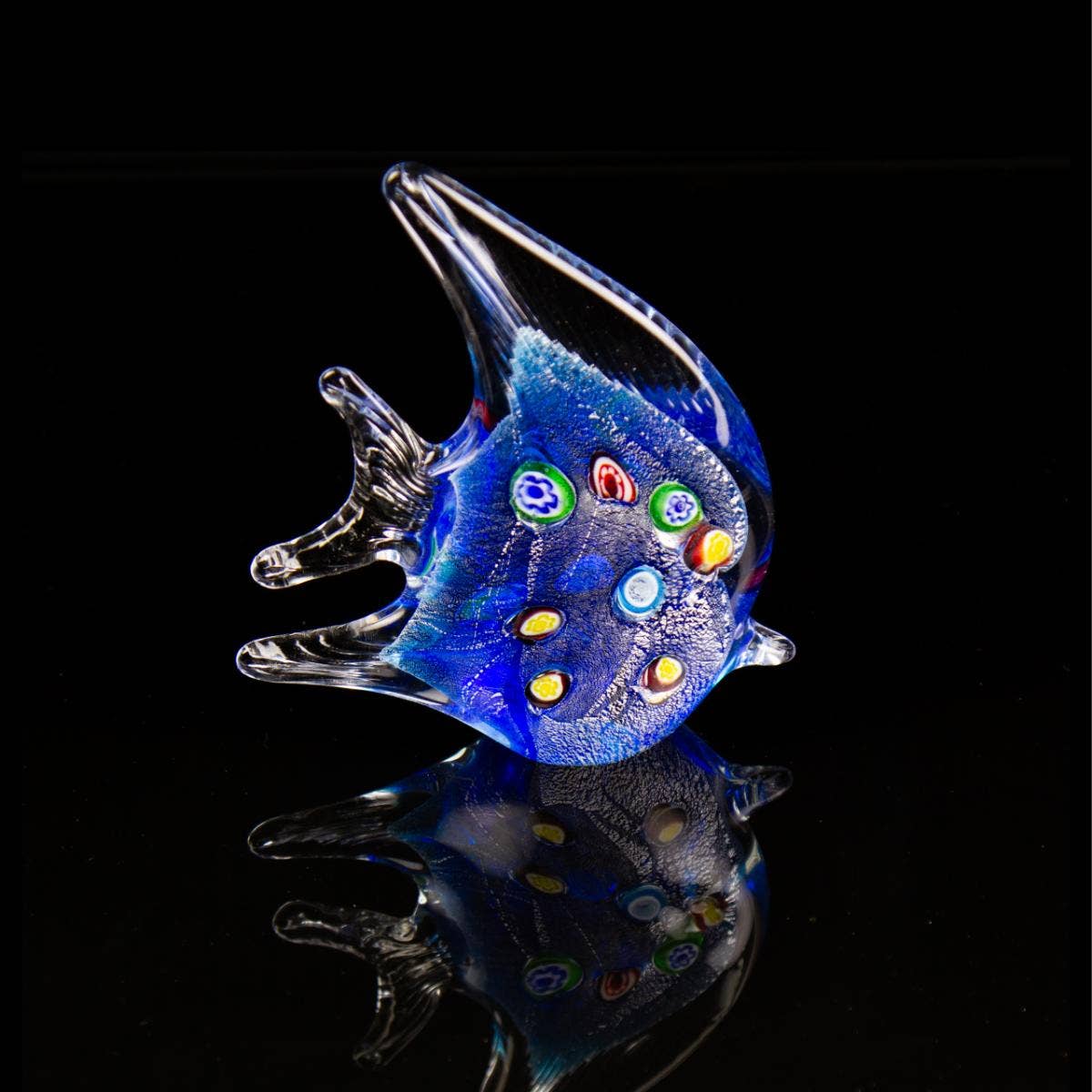 Hanah - Glass Angel Fish - Blue/Multi (12cm) - Image 2