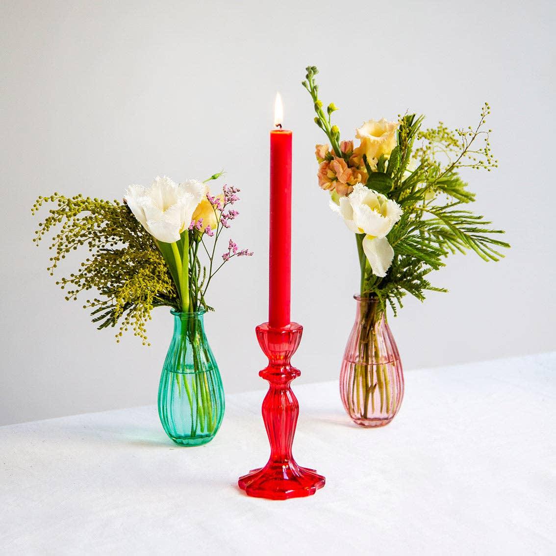 Glass Candle Holders - Red - Image 2