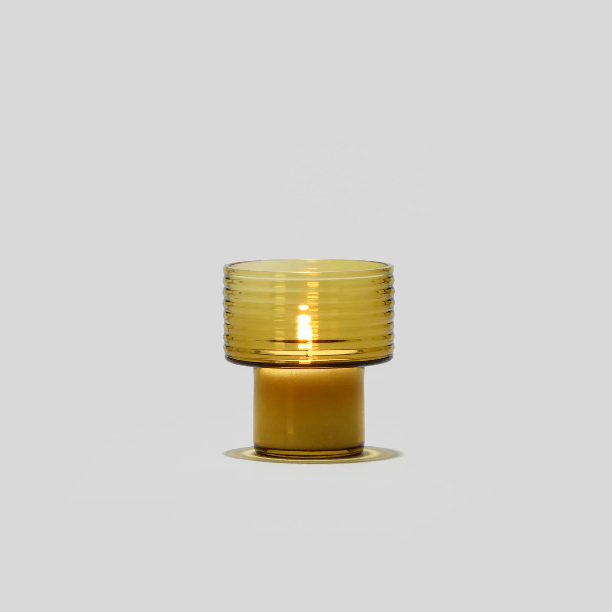 Glasscor - GLOW TOGETHER Glass Candle Holder Small hi in Mustard