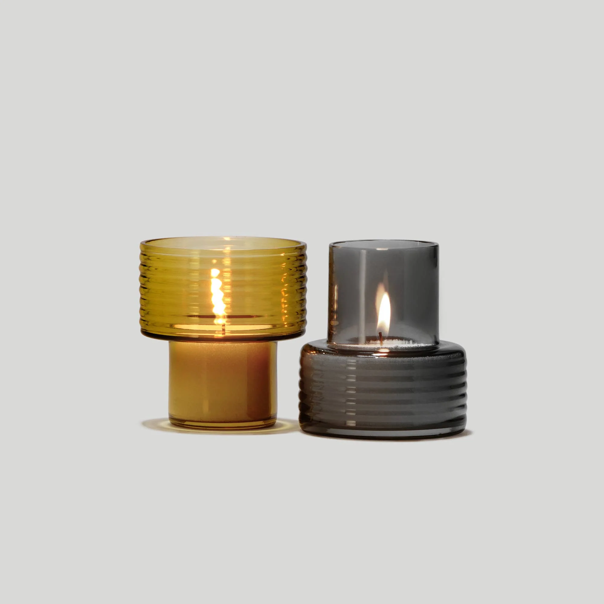 Glasscor - GLOW TOGETHER Glass Candle Holder Small hi in Mustard - Image 6