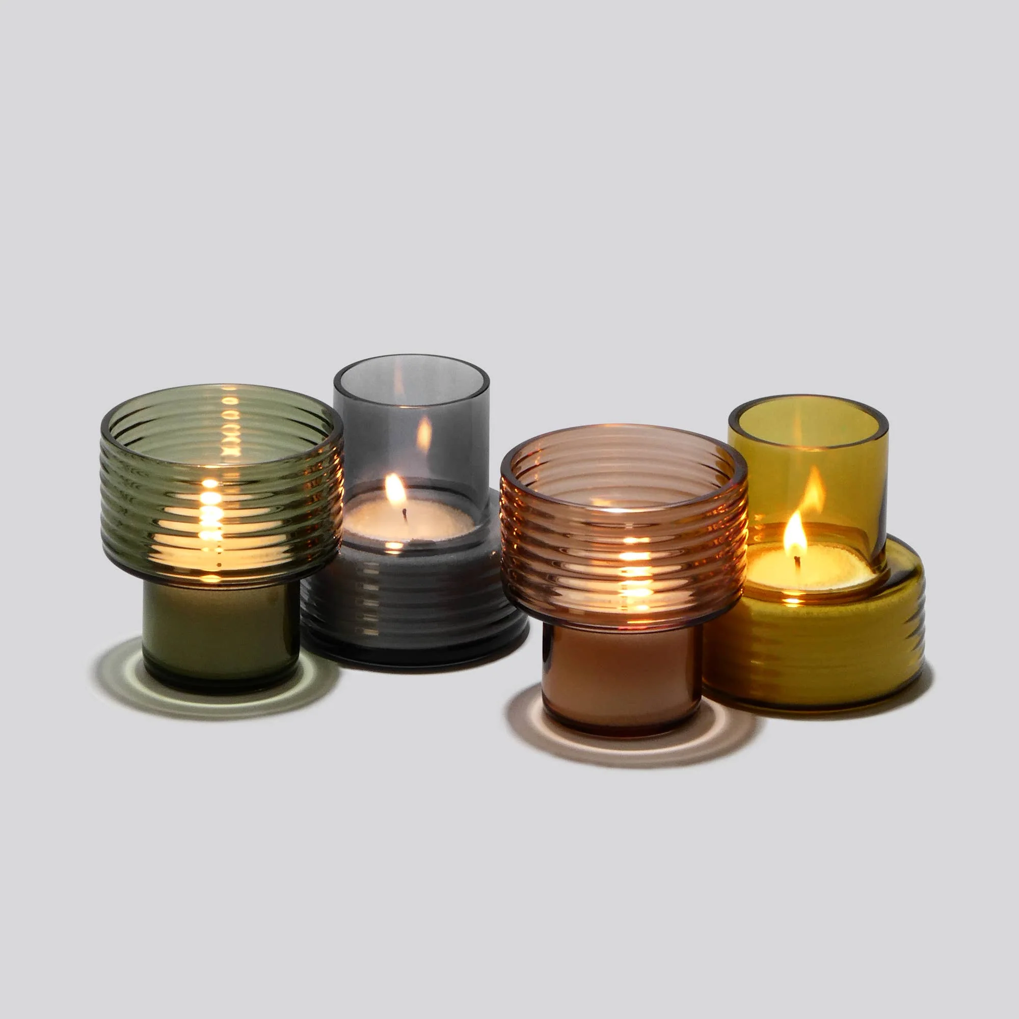 Glasscor - GLOW TOGETHER Glass Candle Holder Small hi in Mustard - Image 8