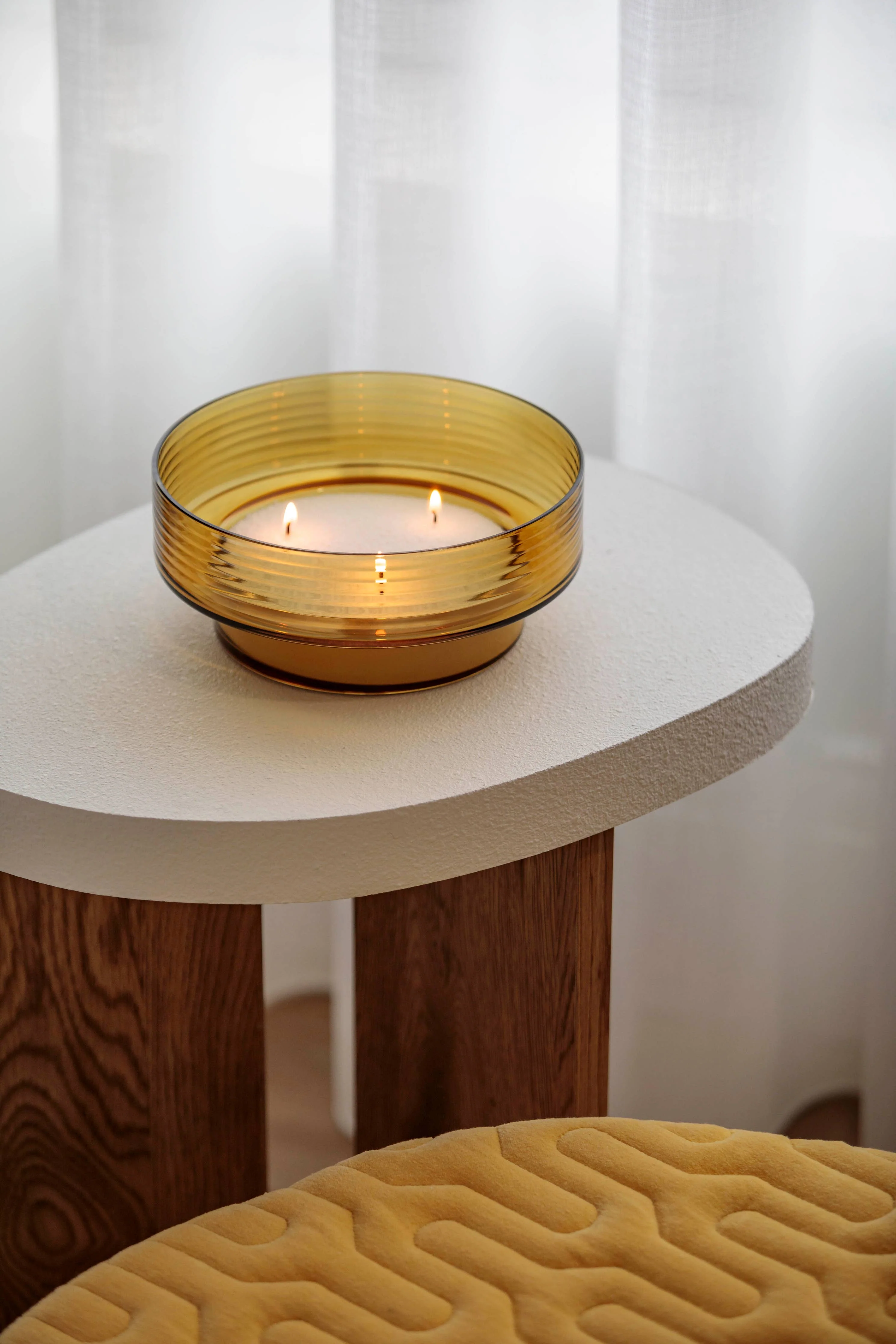 Glasscor - GLOW TOGETHER Large Glass Candle Holder in Mustard - Image 7