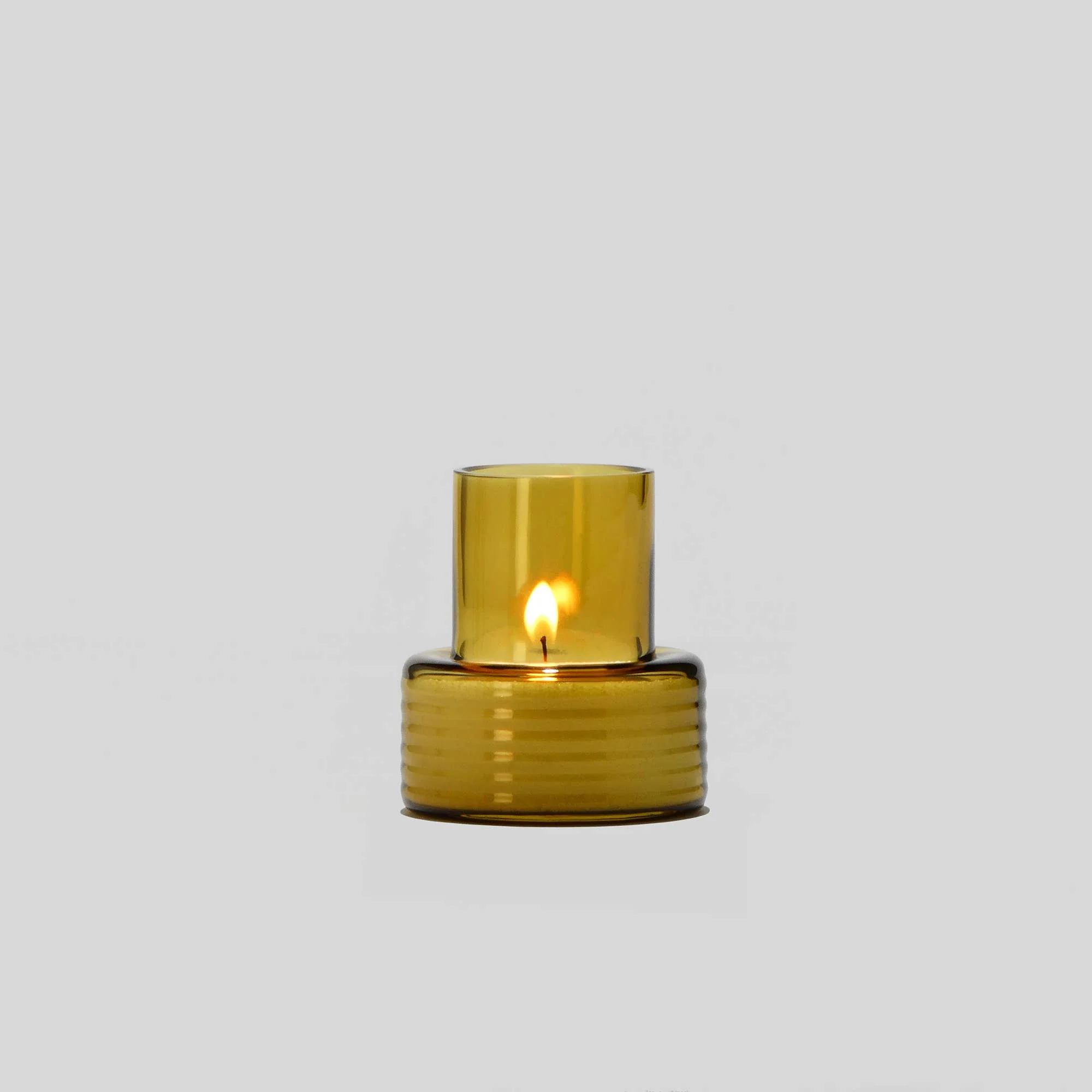 Glasscor - GLOW TOGETHER Small Glass Candle Holder in Mustard