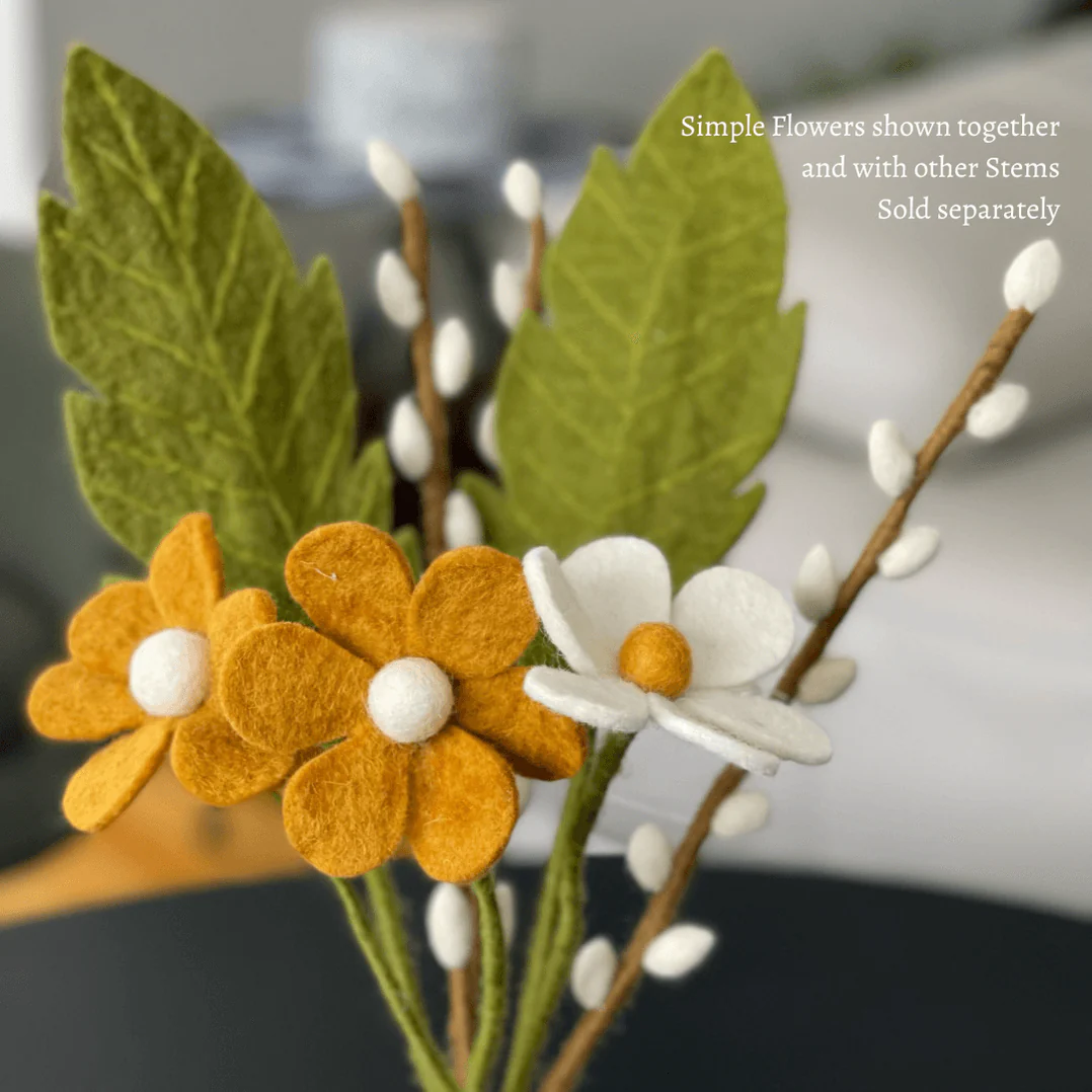 Gry & Sif Felted Wool Florals Anemone Flower - Yellow (30cm) - Image 3