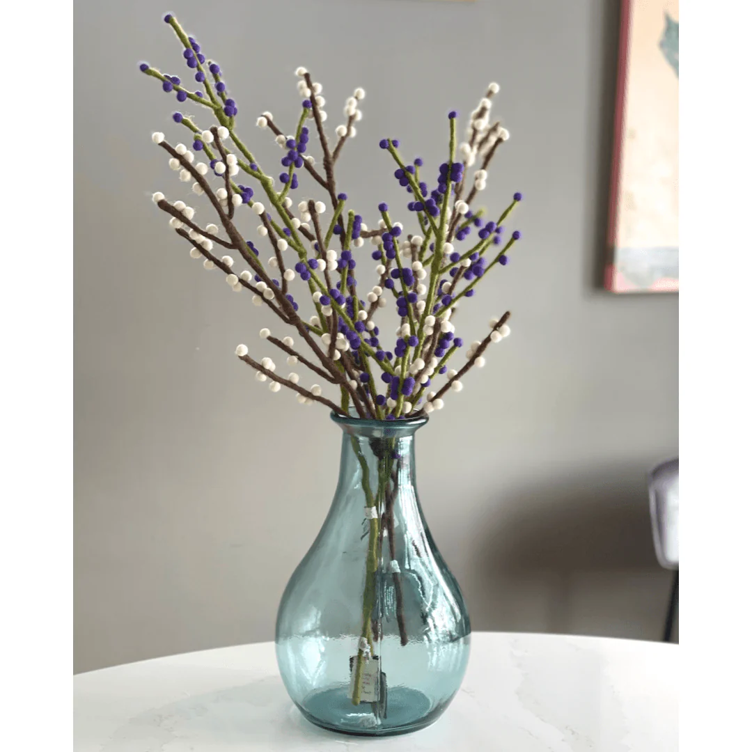 Gry & Sif Felted Wool Florals Branch With Blue Berries (60cm) - Image 3