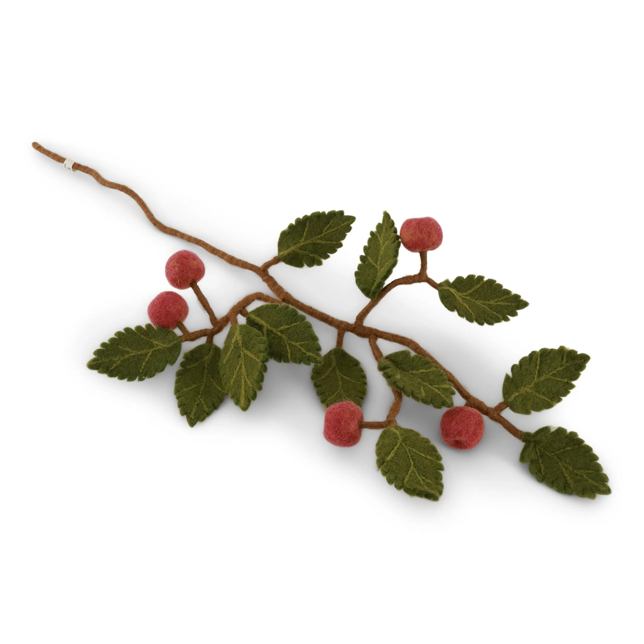Gry & Sif Felted Wool Florals Branch With Dusty Red Apples (60cm) - Image 2