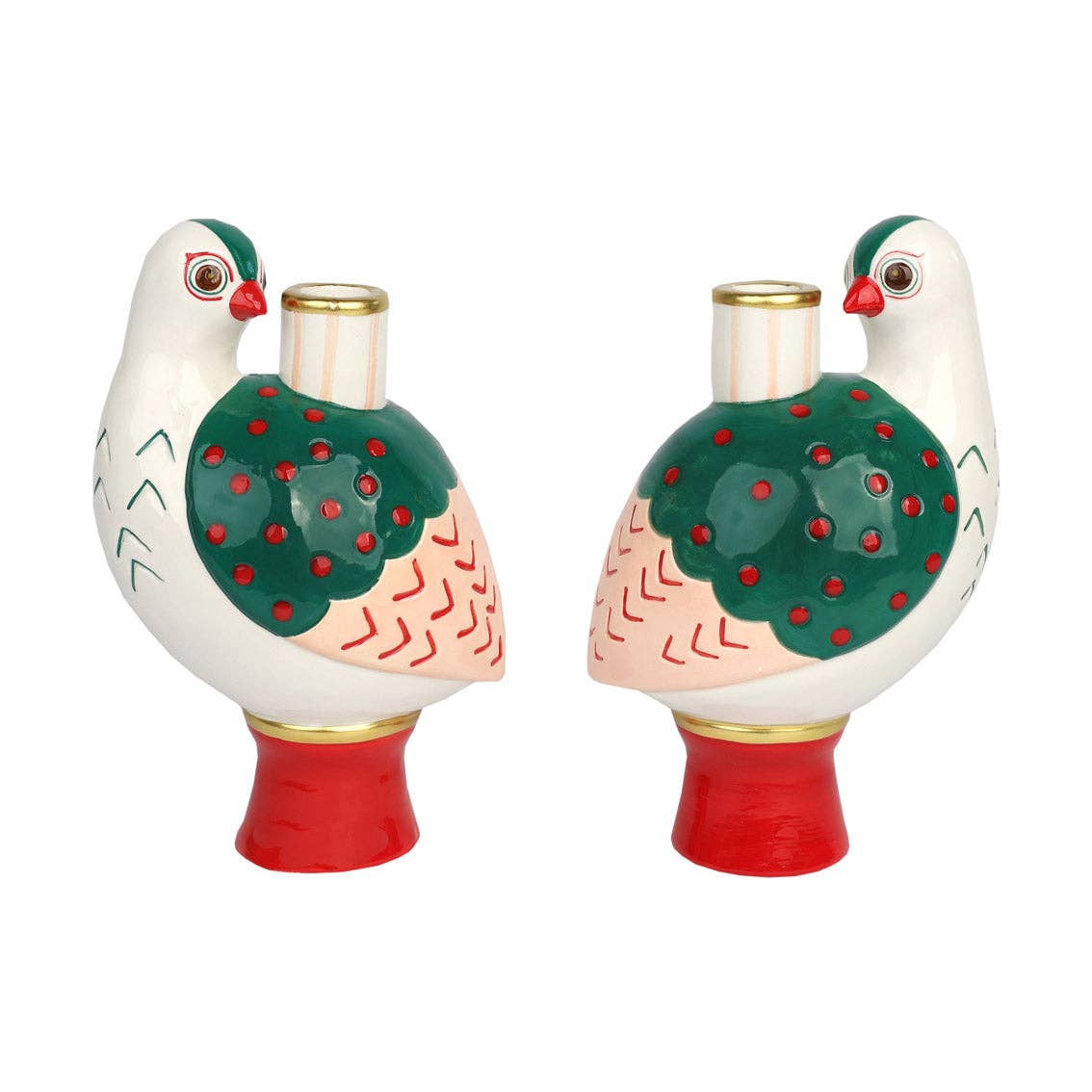 Hand-Painted Bird Ceramic Candle Holders (20cm)