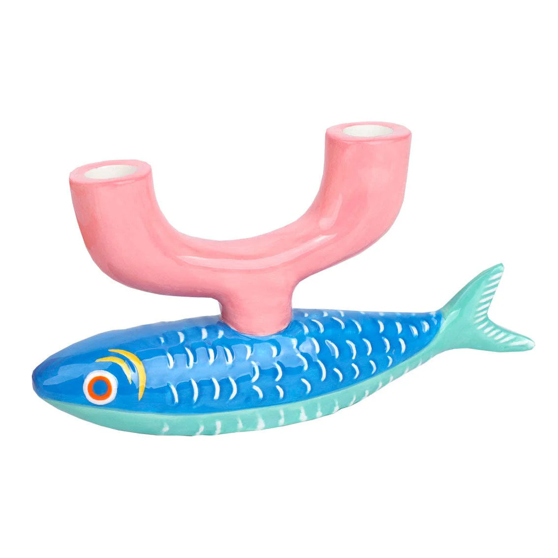 Hand-Painted Fish Ceramic Candle Holder (12.5cm)