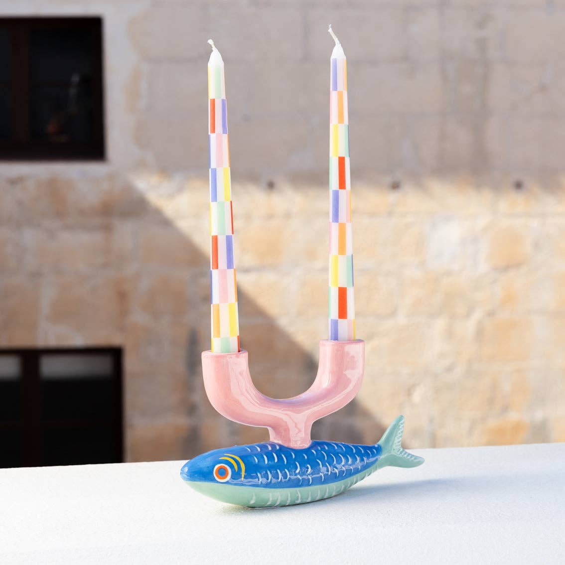 Hand-Painted Fish Ceramic Candle Holder (12.5cm) - Image 3