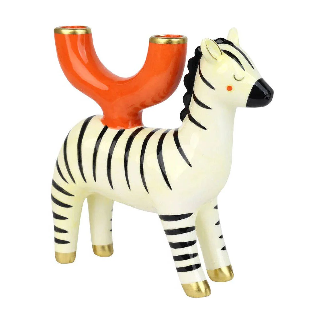 Hand-Painted Zebra Ceramic Candle Holder (19cm)