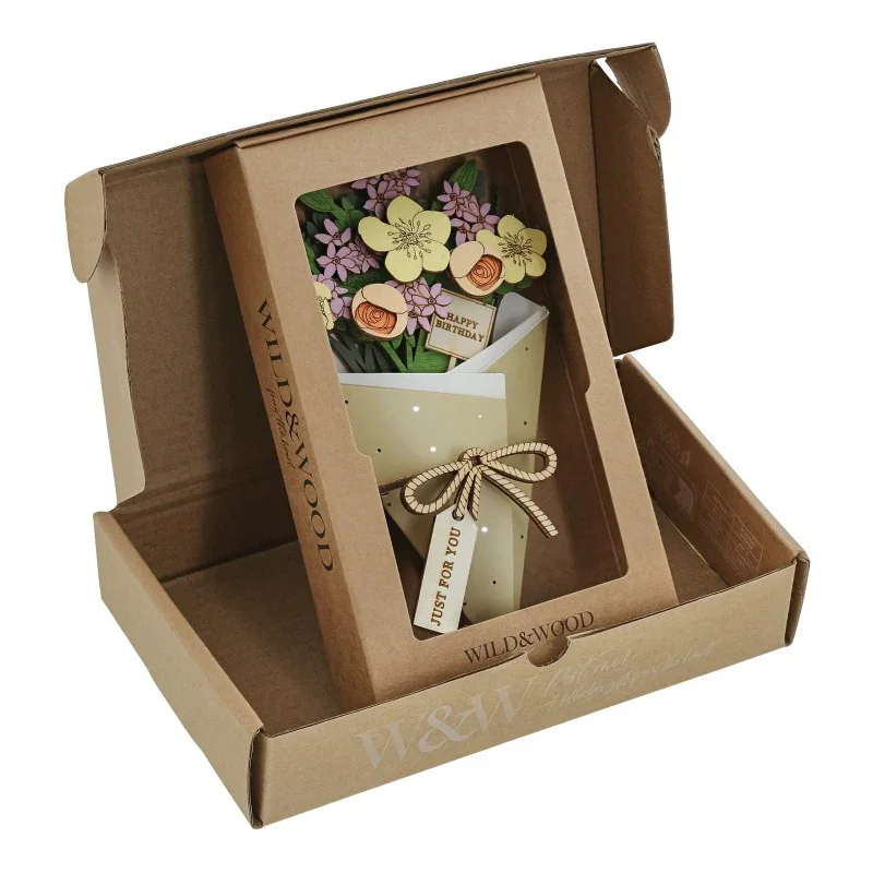 Happy Birthday 3D Flower Figurine Card (10cm)