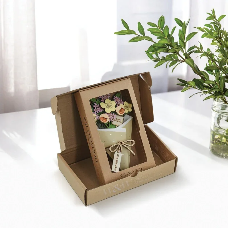 Happy Birthday 3D Flower Figurine Card (10cm) - Image 3