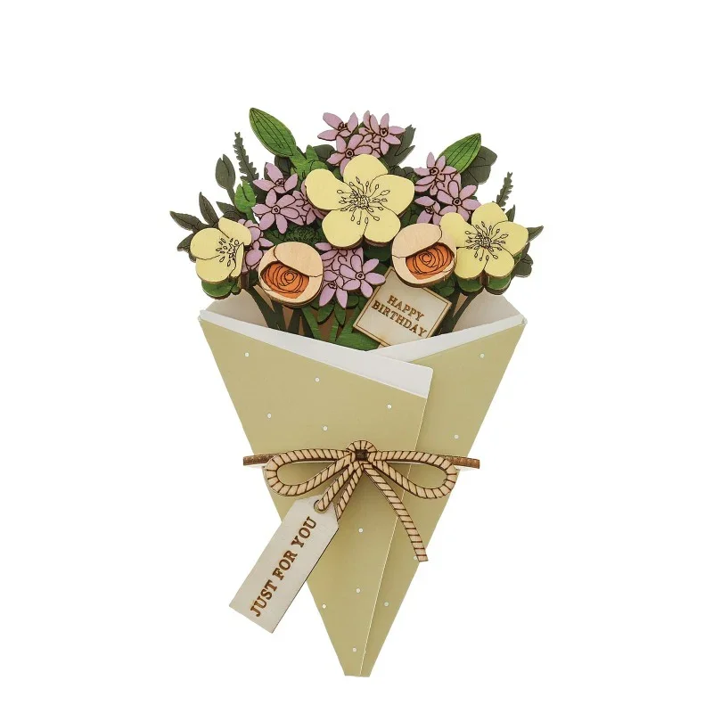 Happy Birthday 3D Flower Figurine Card (10cm) - Image 6