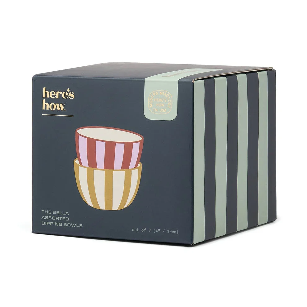 Here's How - The Bella Dipping Bowls (Ochre & Rust Stripes) - Image 4