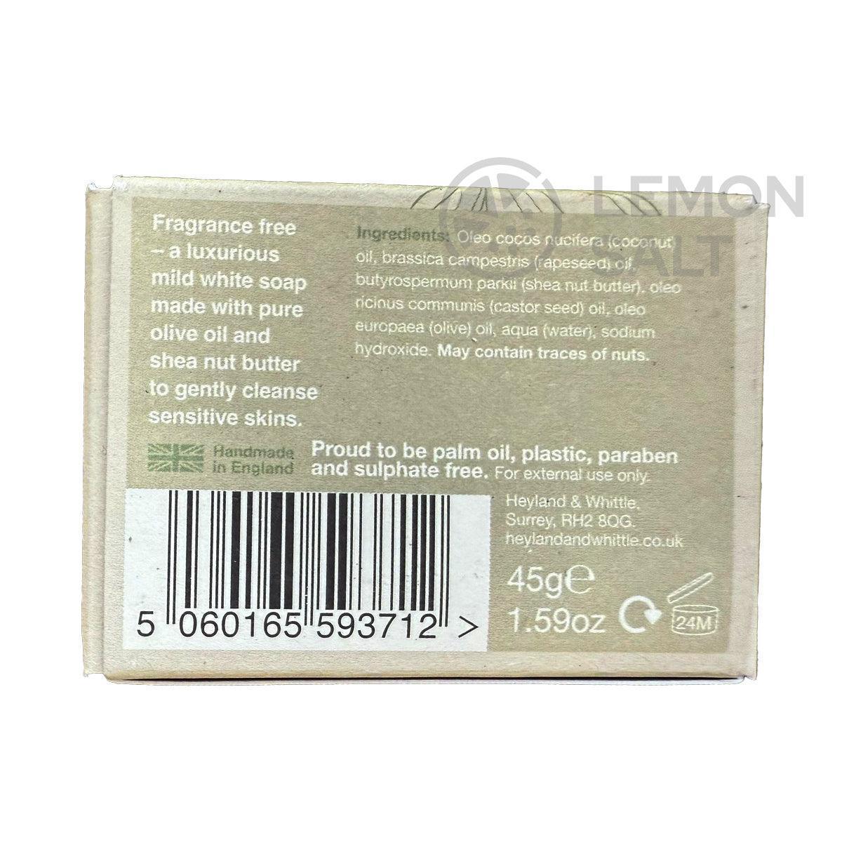 Heyland & Whittle Fragrance-Free Olive Palm Free Soap (45g) - Image 4