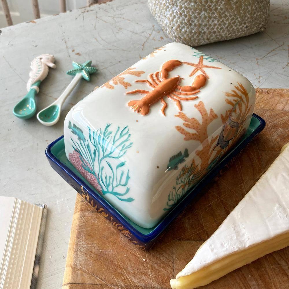 House Of Disaster Coral Lobster Butter Dish