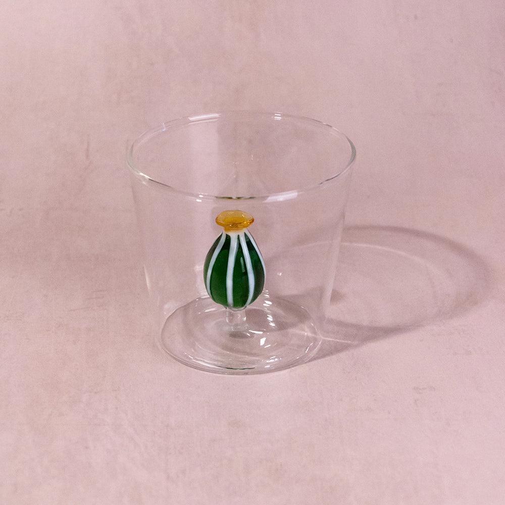 Ichendorf Milano Amber Flower Cactus Glass Tumbler (350ml) - Image 2