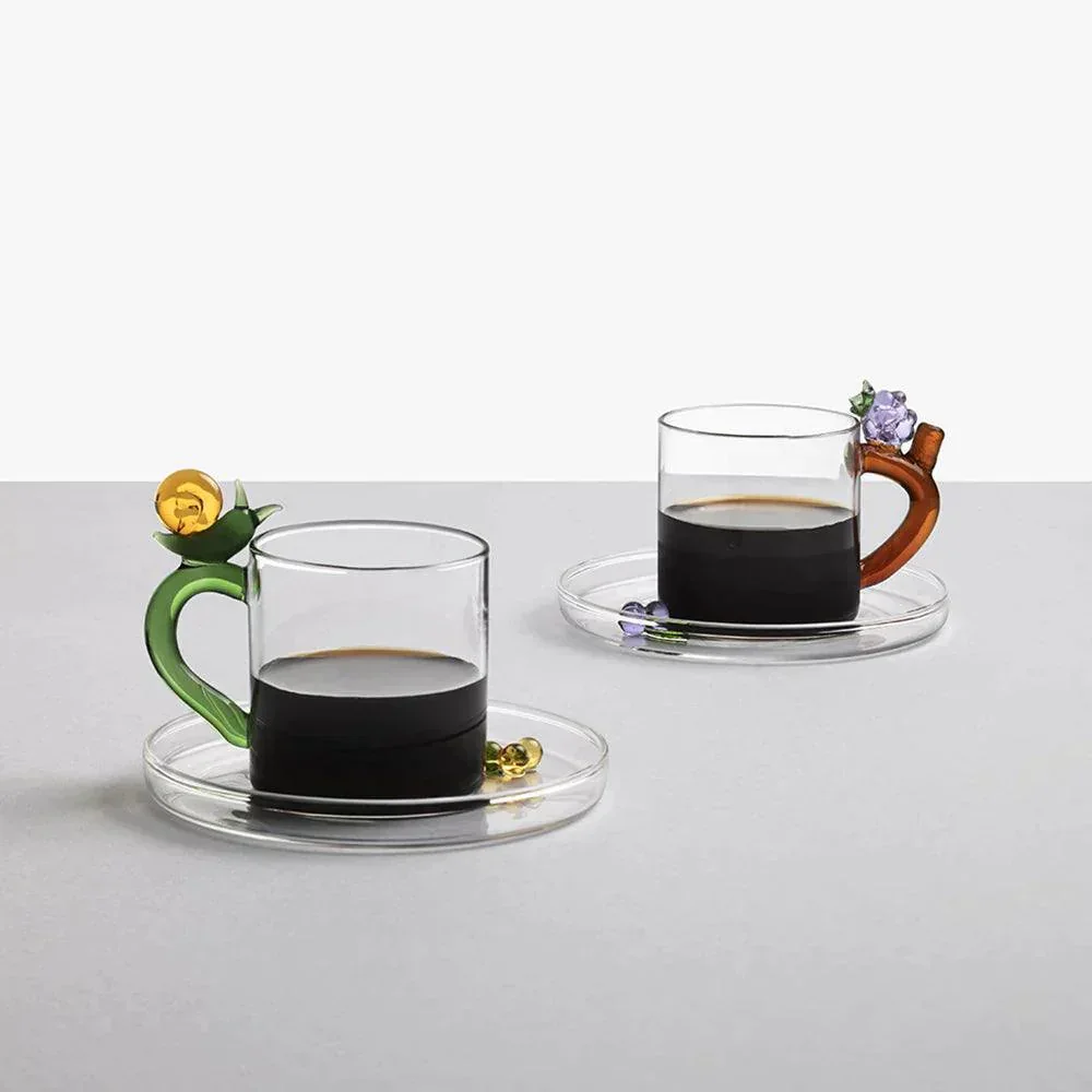 Ichendorf Milano Blackberry Glass Espresso Cup With Saucer (100ml) - Image 2