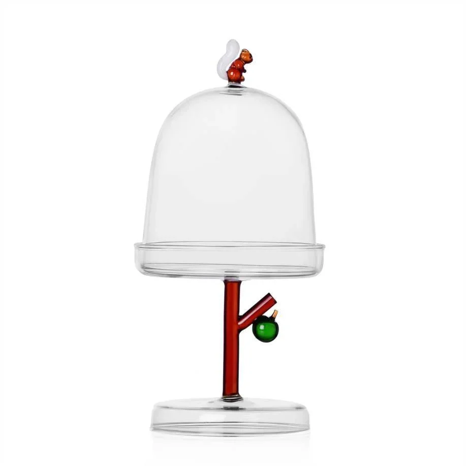 Ichendorf Milano Glass Dome With Dish - Squirrel (29cm)