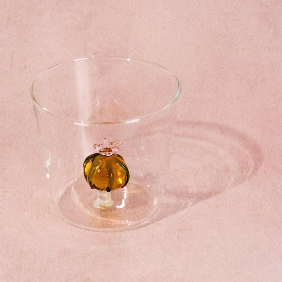 Ichendorf Milano Pink Flower Cactus Glass Tumbler (350ml) - Image 2