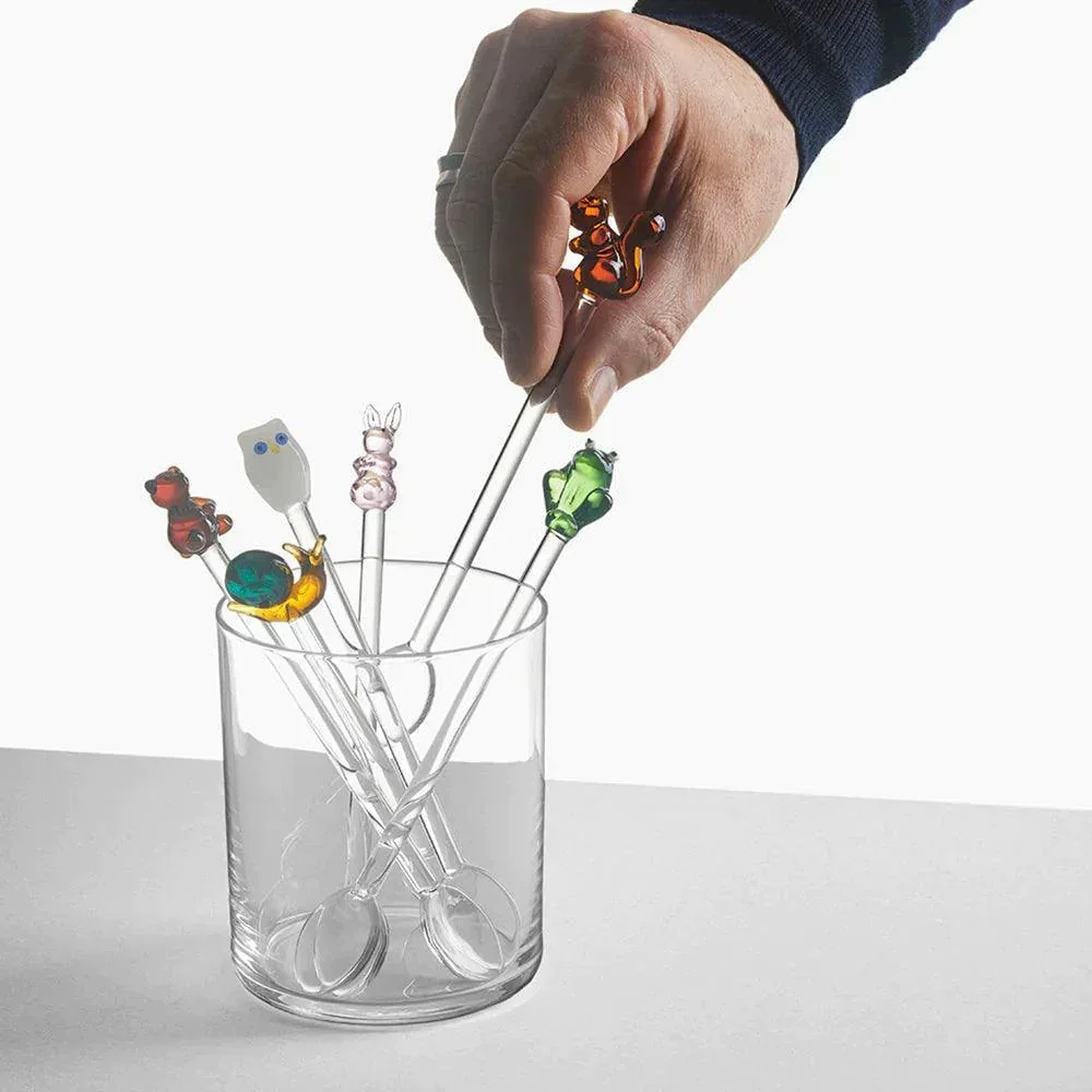 Ichendorf Milano Set Of 2 Glass Spoons - Owl & Squirerrel (15cm) - Image 2