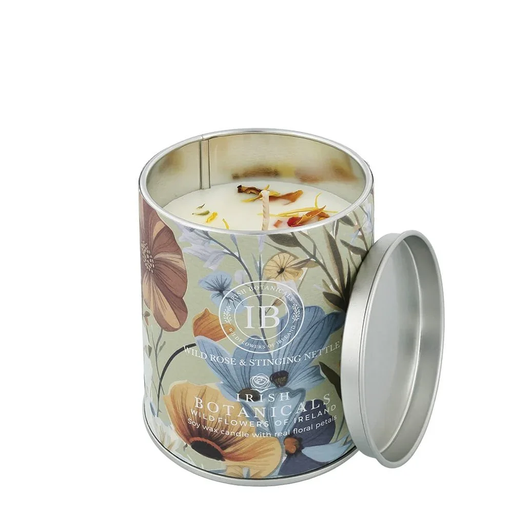 Irish Botanicals Wild Rose & Stinging Nettle Tin Candle (9cm) - Image 3