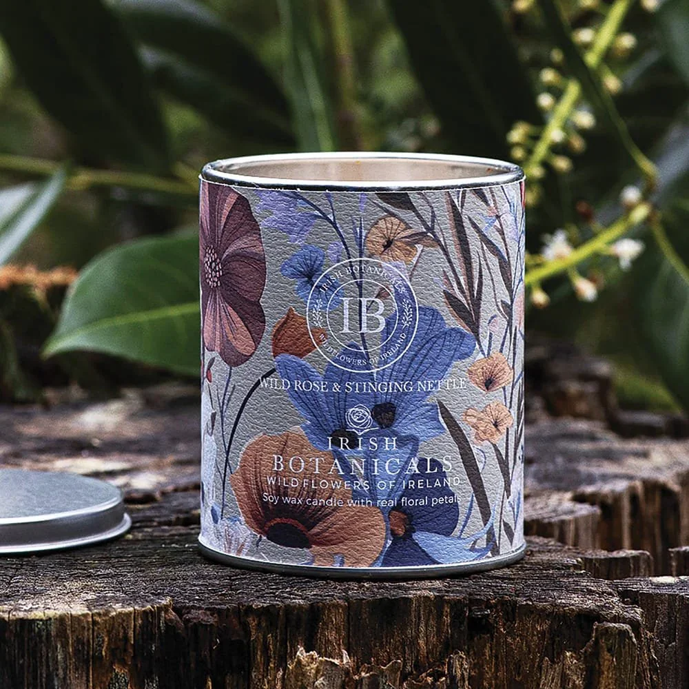 Irish Botanicals Wild Rose & Stinging Nettle Tin Candle (9cm) - Image 4