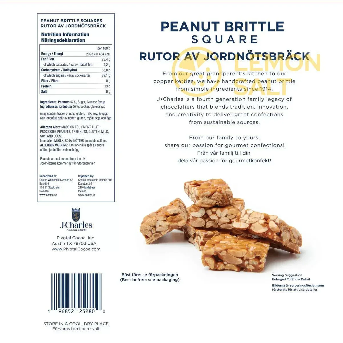 J.Charles Peanut Brittle Squares (800g) - Image 2