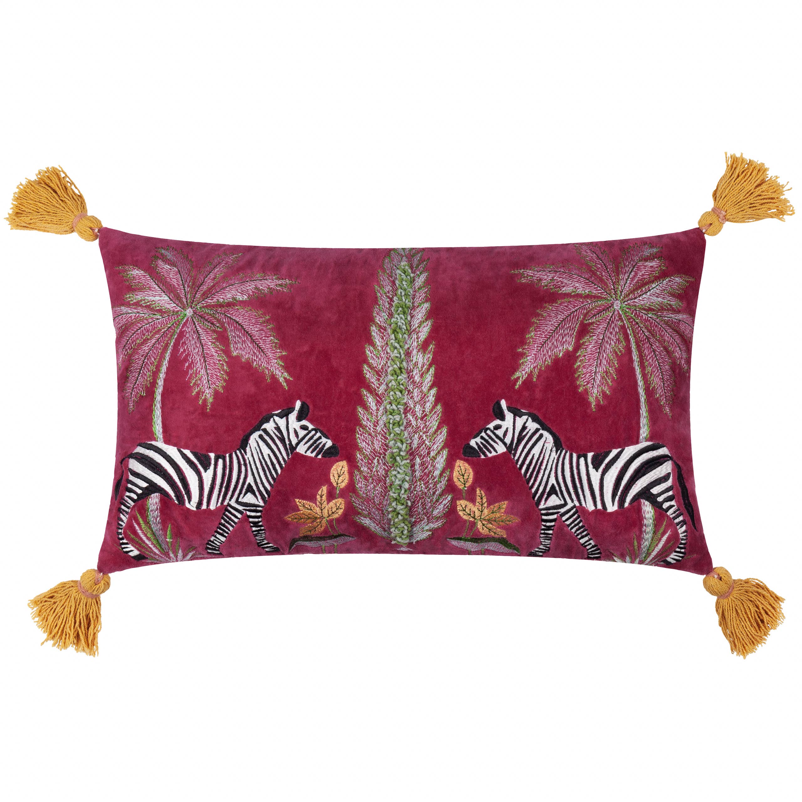 Kalahari Embroidered Velvet Cushion Multicolour - Feather Filled (30x50cm) - Image 2