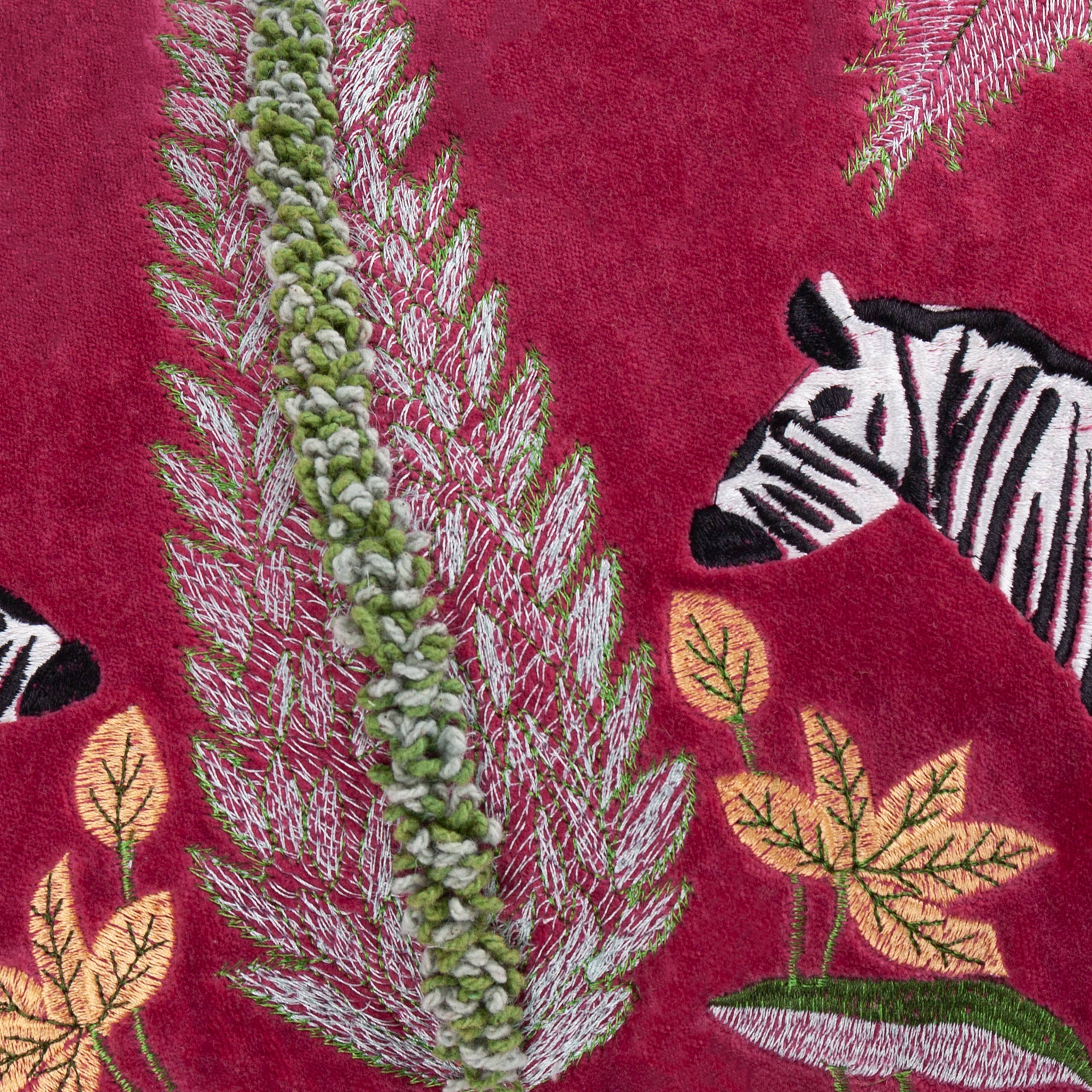 Kalahari Embroidered Velvet Cushion Multicolour - Feather Filled (30x50cm) - Image 5