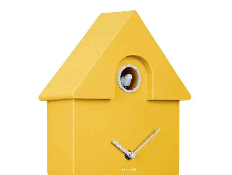 Karlsson Modern Cuckoo Wall Clock - Bright Yellow - Image 4