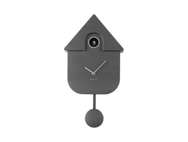 Karlsson Modern Cuckoo Wall Clock - Metallic Dark Grey